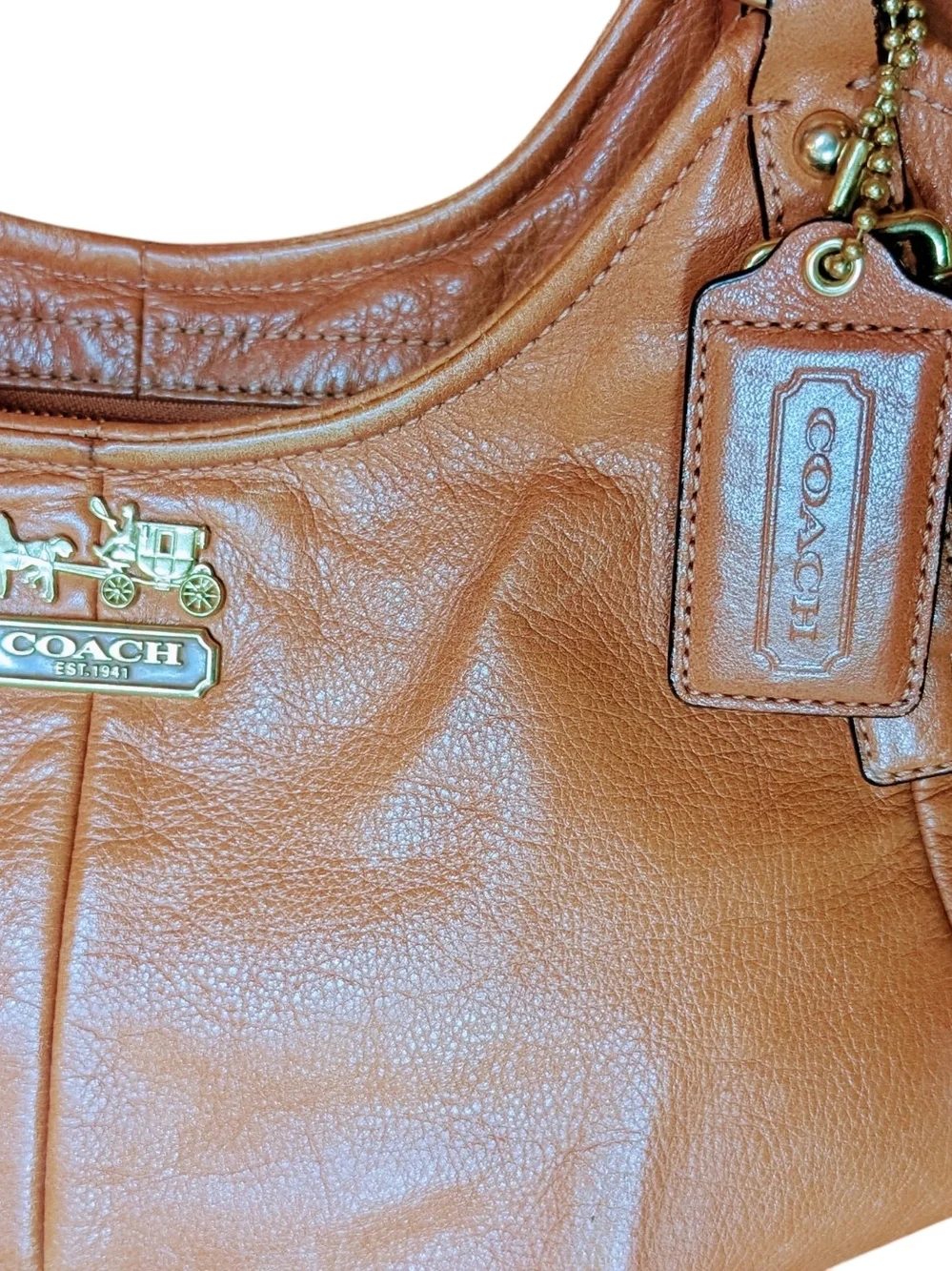 Coach Madison Abigail Tan Camel Leather Hobo Shoulder Bag, #18612
